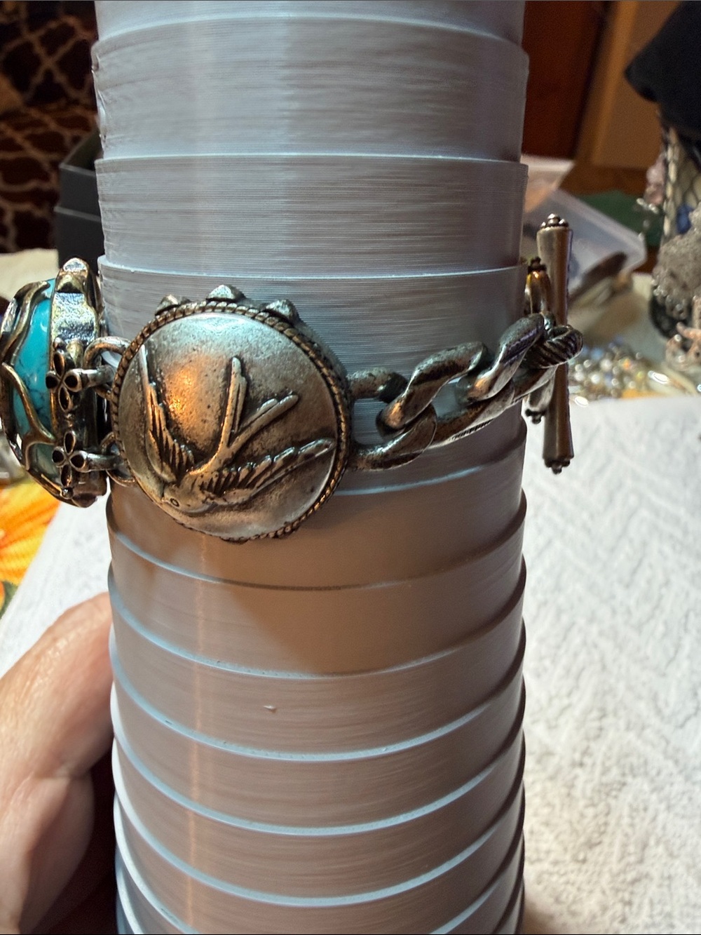Lucky Brand Turquoise Rose Silver-Tone Toggle Bracelet - Picture 15 of 16